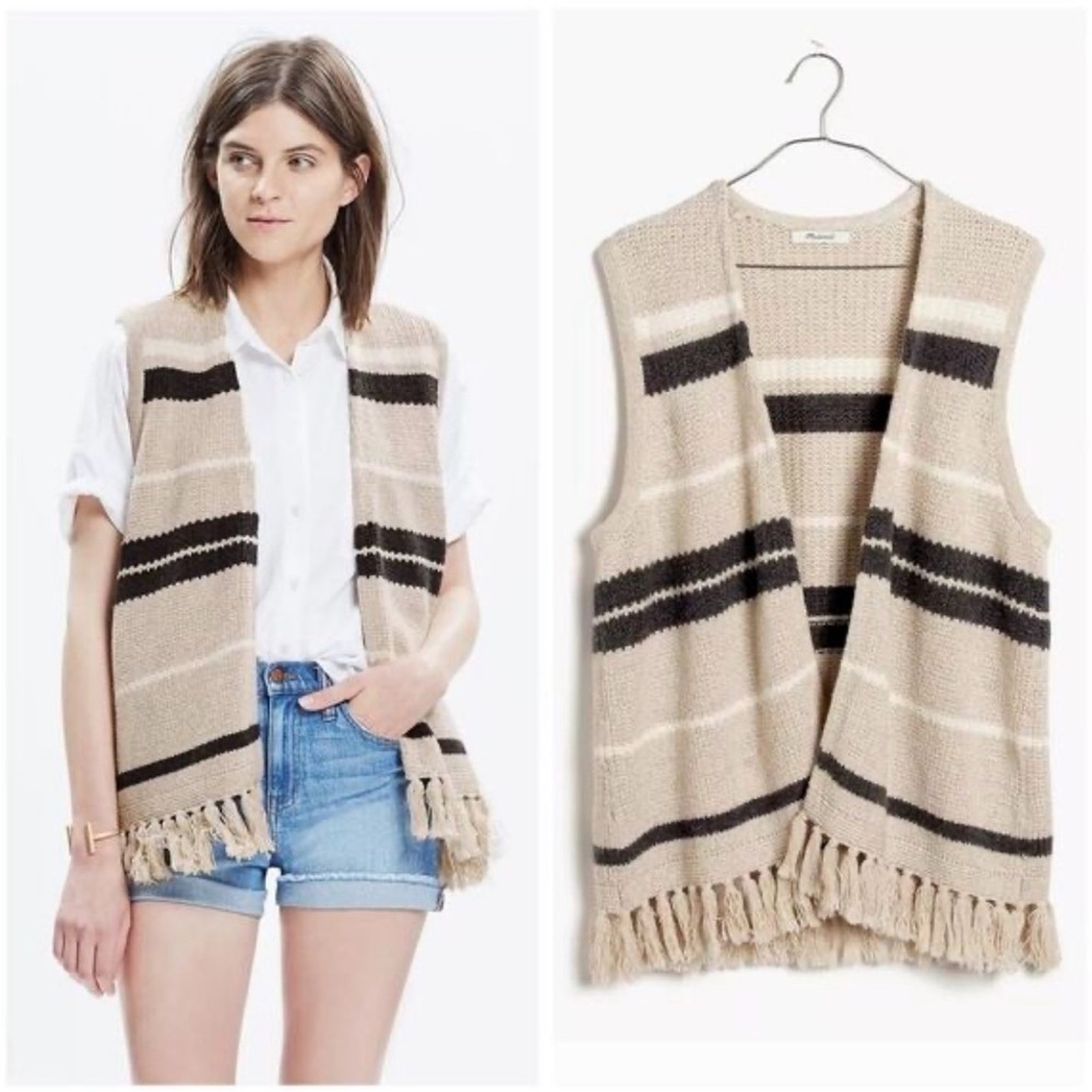 Madewell “Coastward Fringe” Sweater Vest—SIZE M/L